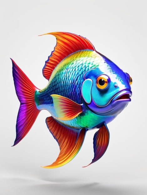 Image 3D d'un beau poisson sur un fond blanc