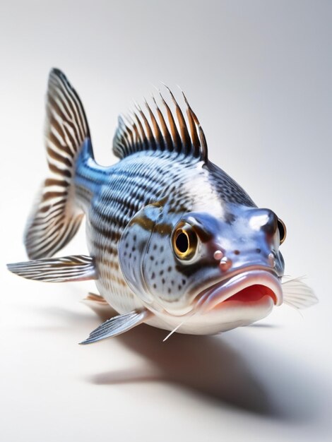 Image 3D d'un beau poisson sur un fond blanc