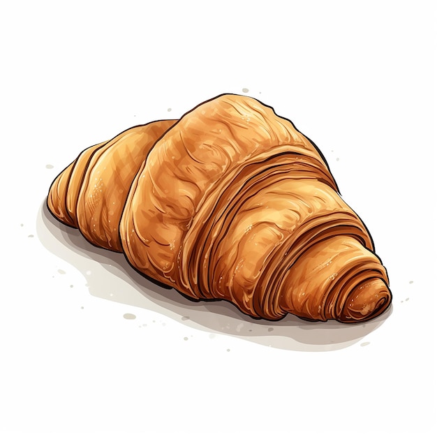 Photo image 3d d'un croissant de boulangerie sur un fond blanc