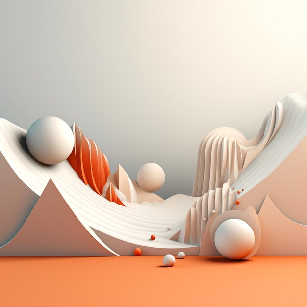 Image 3D d'un fond abstrait blanc et orange