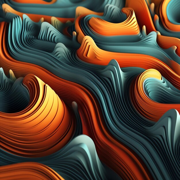 Image 3D d'un fond de vagues avec de nombreuses couches