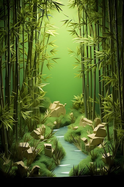 une image 3D d'une forêt de bambous