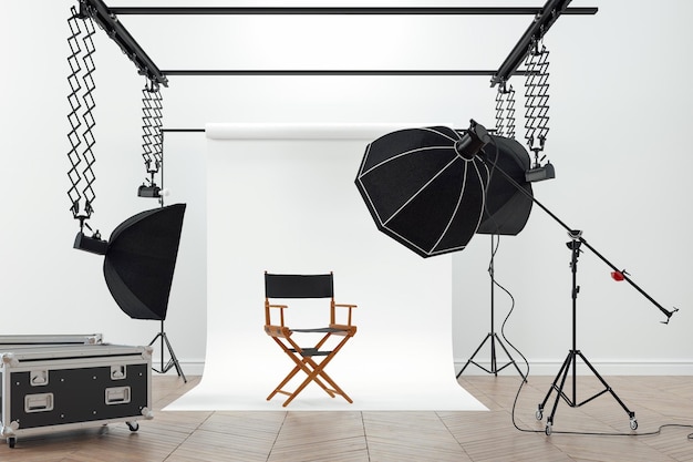 Image 3D d'un grand studio photo d'espace propre