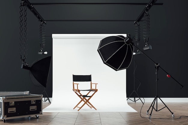 Image 3D d'un grand studio photo d'espace propre