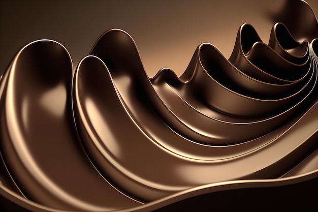 Image 3D illustrative de vagues de chocolat. Idéal pour les publicités et le marketing.