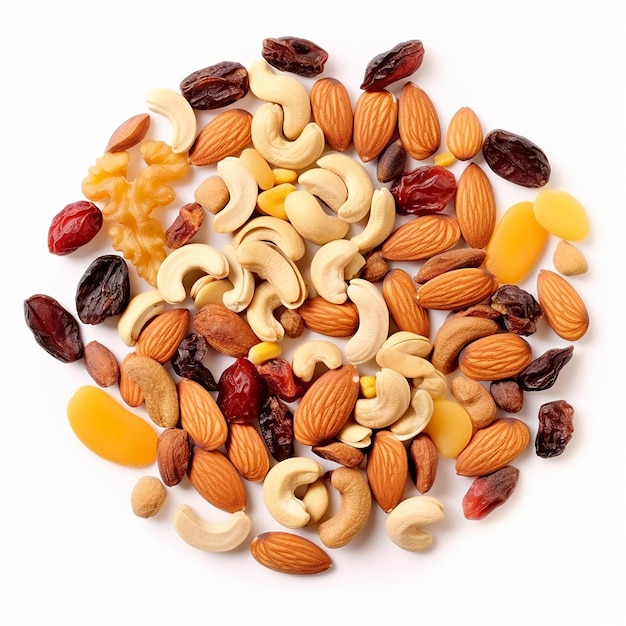 Image 3D d'un mélange de noix de fruits secs pour l'illustration alimentaire du nutritionniste