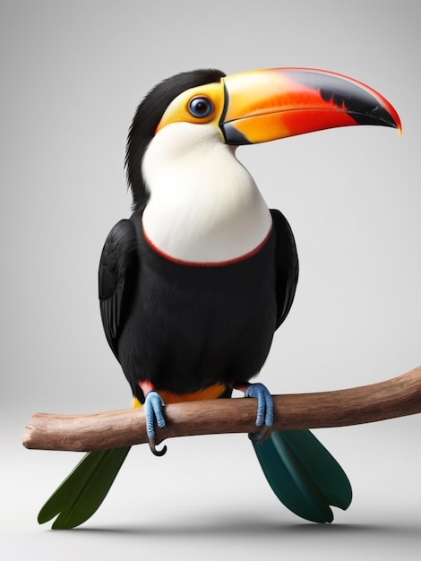Image 3D d'un oiseau Toucan sur fond blanc