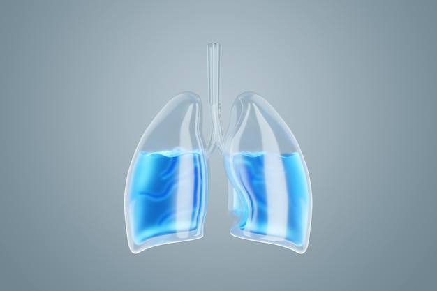 Image 3D de poumons humains remplis de fluide Illustration 3D de l'espace de copie Rendu 3D
