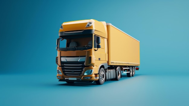 Photo cette image 3d propre et élégante présente un camion lourd isolé sur un fond bleu serein soulignant le rôle essentiel de la logistique et du transport dans le commerce et l'industrie avec