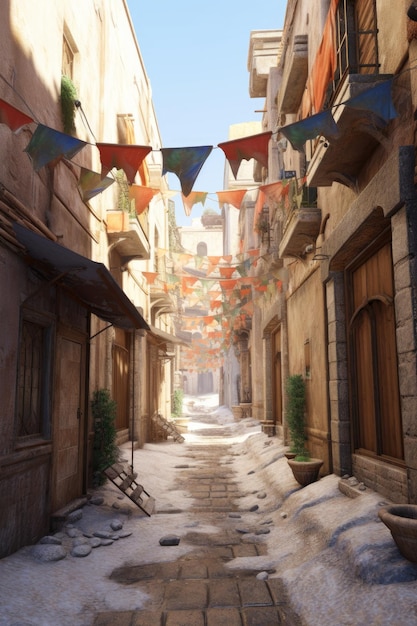 Une image 3D d'une ruelle de la ville