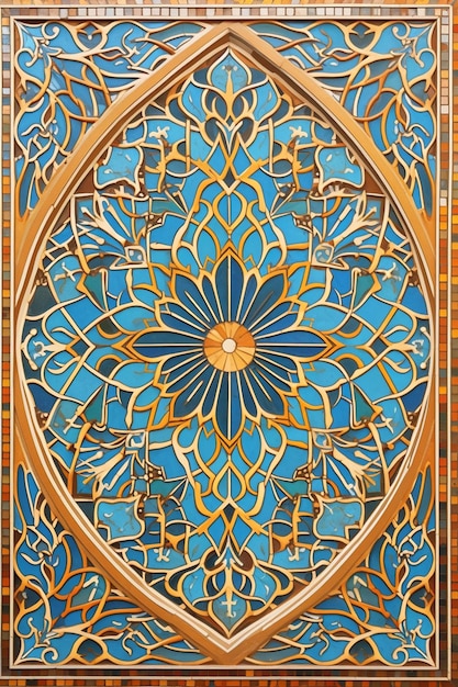 une image 3D d'une seule tuile islamique magnifiquement conçue