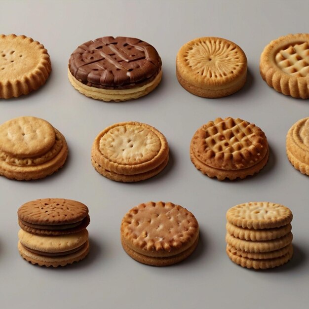 Photo une image 4k visuellement séduisante d'un assortiment de biscuits sur un fond propre