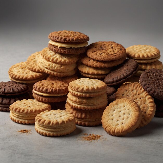 Photo une image 4k visuellement séduisante d'un assortiment de biscuits sur un fond propre