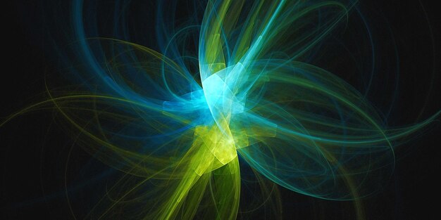 Une image abstraite bleue et verte d'une fleur