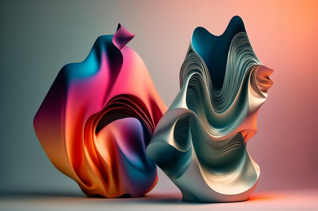 Une image abstraite colorée de deux vases en verre.