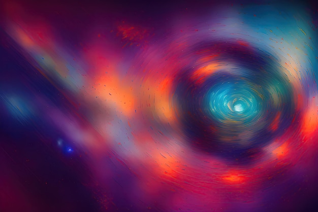 Une image abstraite colorée d'un liquide en spirale dans un espace sombre.