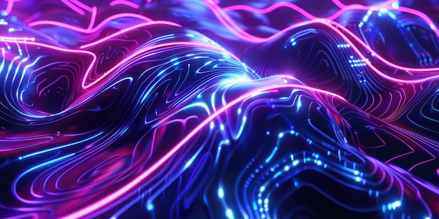 Photo image abstraite colorée d'une vague avec des lumières au néon