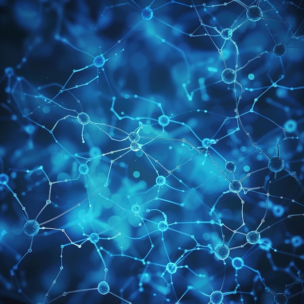 Image abstraite de connexions neuronales sur fond bleu