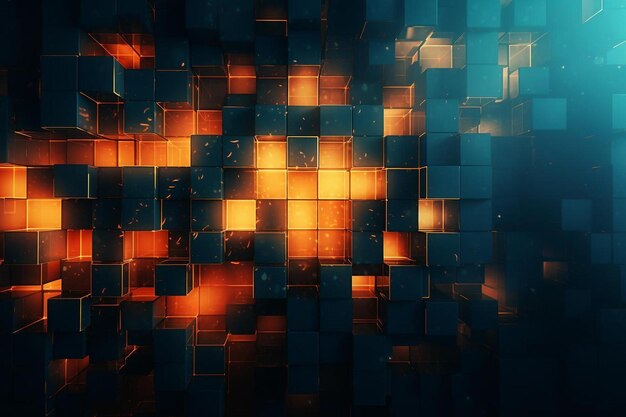 Photo une image abstraite de cubes lumineux dans une pièce sombre