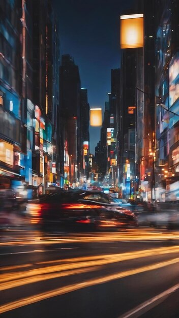 Image abstraite du mouvement flou des voitures sur la route de la ville la nuit