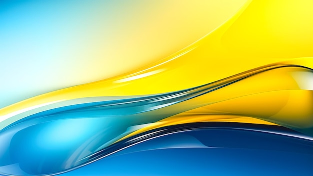 Image abstraite floue et lisse de l'IA générative de couleur bleue et jaune