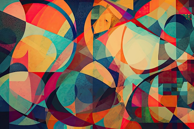 Image abstraite avec des formes et des couleurs formant des motifs géométriques créés avec une IA générative