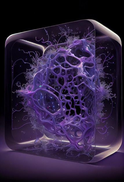Image abstraite violette et noire d'une sphère avec ai générative liquide