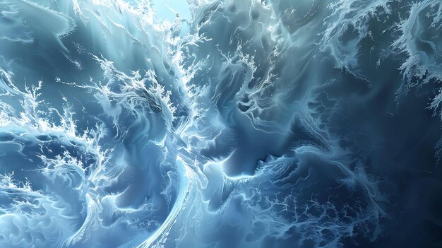 Image abstraite d'une vue aérienne de l'océan L'eau est d'une couleur bleu foncé et les vagues sont blanches