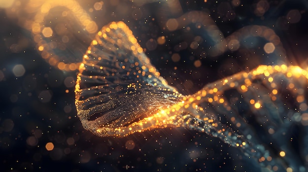 image d'un ADN avec de la lumière qui s'écoule autour de lui rendu détaillé arrière-plan détaillé
