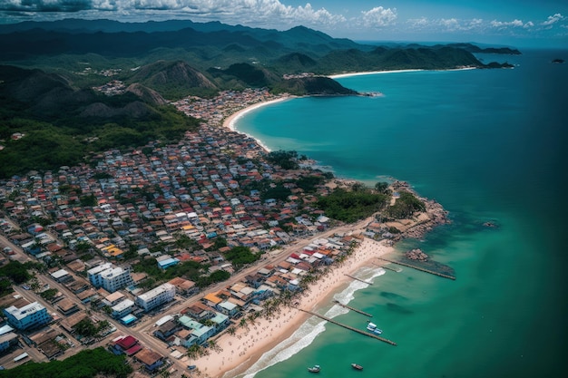 Image aérienne d'Itaja Santa Catarina Brésil et de la plage de Praia Brava vers mars 2022