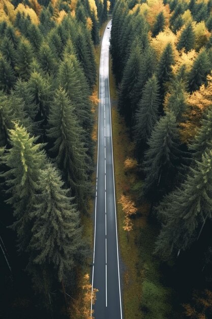 image aérienne de la route d'automne