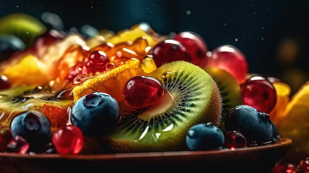 Image ai générée par une salade de fruits juteuse