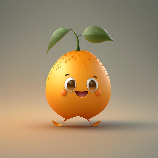 image ai d'illustration 3d de dessin animé de fruits heureux mignon