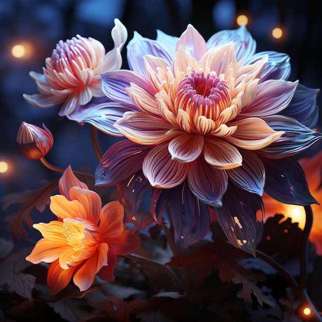 Image AI de peinture numérique de fleurs de dahlia mignon