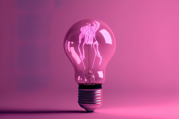 Image d'une ampoule sur fond rose