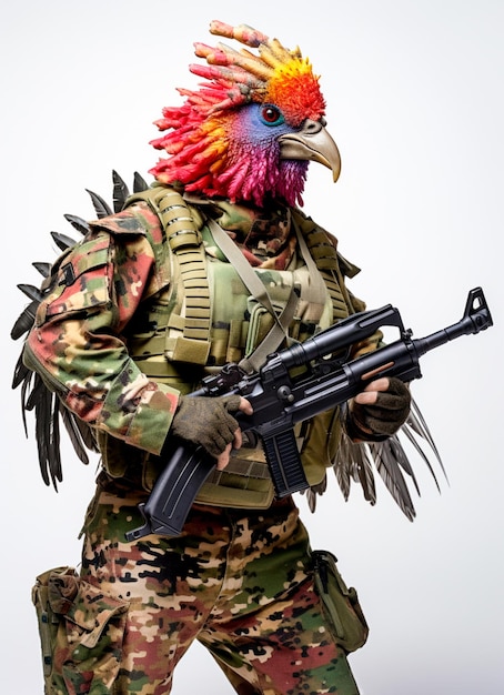 image d'un animal exotique portant des vêtements de soldat