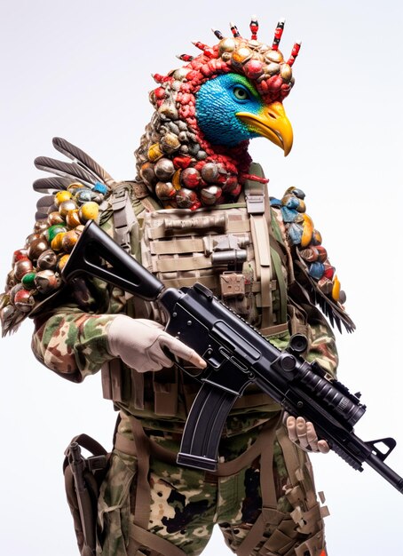 image d'un animal exotique portant des vêtements de soldat