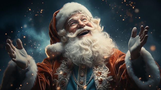 Image animée 3D du Jolly Santa Claus avec les bras tendus