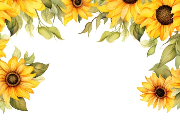 Image aquarelle de bordure de tournesol