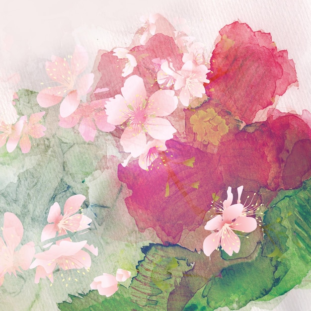 Image aquarelle de fleur de cerisier pour la conception