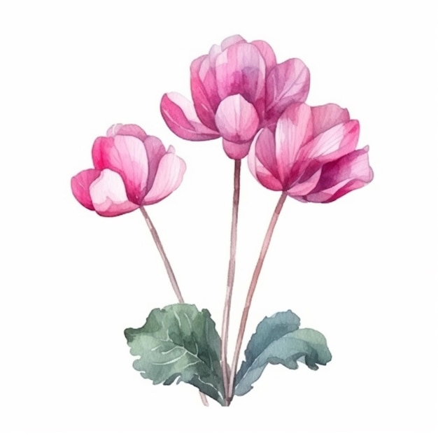 Une image d'aquarelle vibrante capturant l'essence d'un cyclamen