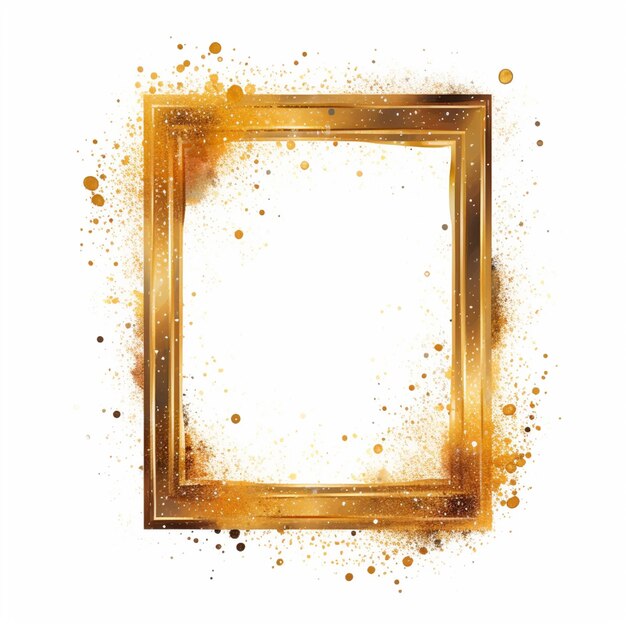Photo image arafée d'un cadre doré avec un arrière-plan éclaboussé ai génératif