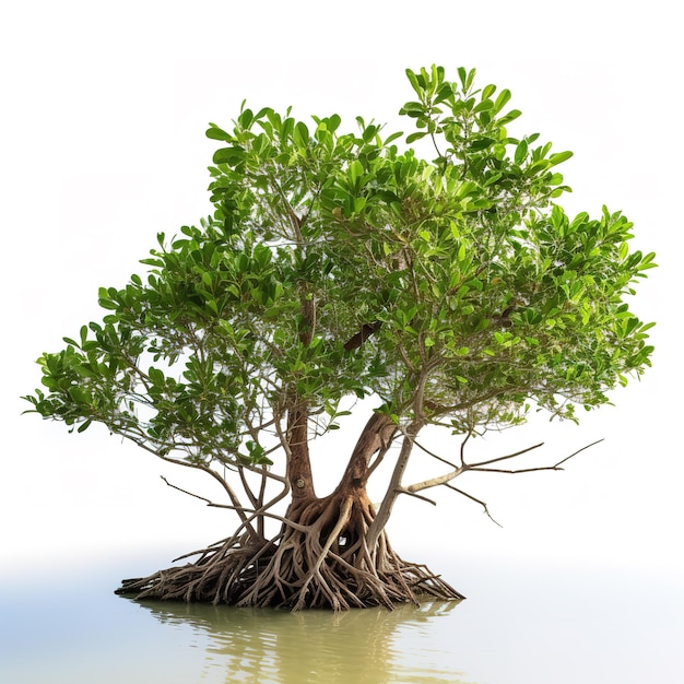 Image d'un arbre de mangroves sur un fond blanc Illustration de la nature AI générative