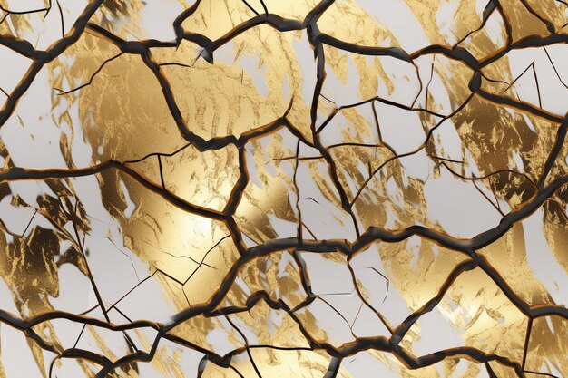 Image arrafée d'un arbre avec une feuille d'or sur elle