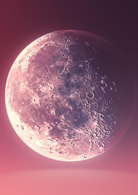 image arrafée d'une lune avec un fond rose