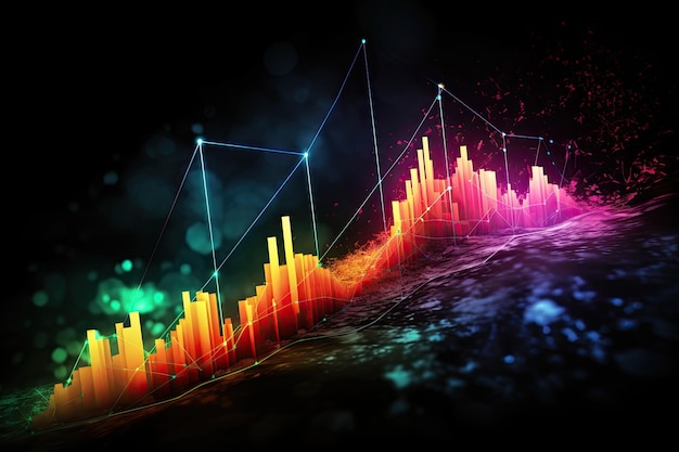 Image d'arrière-plan abstraite avec des graphiques et des diagrammes Concept graphique pour votre conception Graphique de croissance de la courbe de croissance du graphique de la tendance à la hausse Graphique d'explosion de l'IA généré