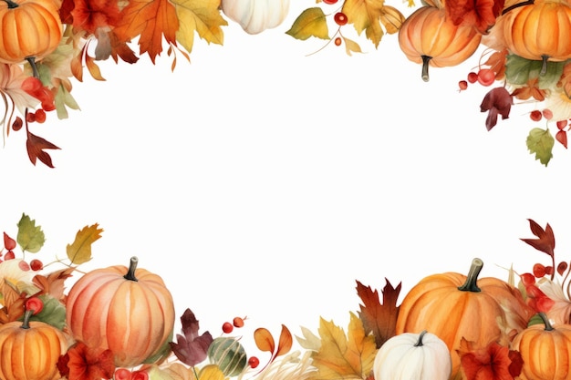 une image d'un arrière-plan d'automne avec des citrouilles et des feuilles