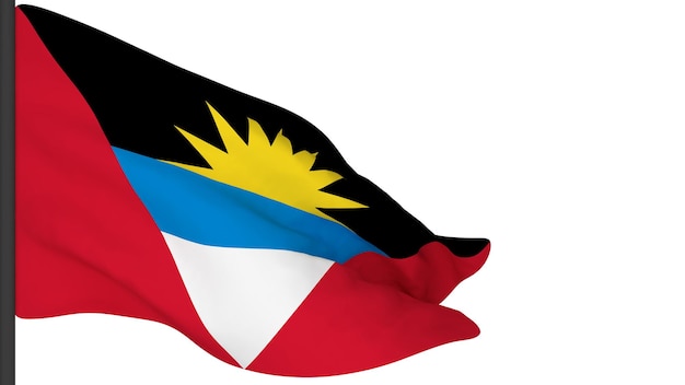 Image d'arrière-plan du drapeau nationalle vent souffle des drapeauxrendu 3dDrapeau d'Antigua-et-Barbuda