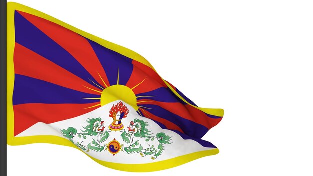 Image d'arrière-plan du drapeau nationalle vent souffle des drapeauxrendu 3dDrapeau du Tibet