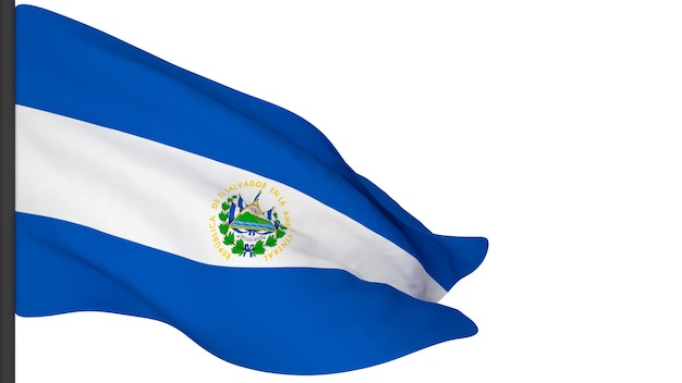 Image d'arrière-plan du drapeau nationalle vent souffle des drapeauxrendu 3dDrapeau d'El Salvador